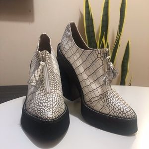 Jeffrey Campbell White Snakeskin Booties (NEW)